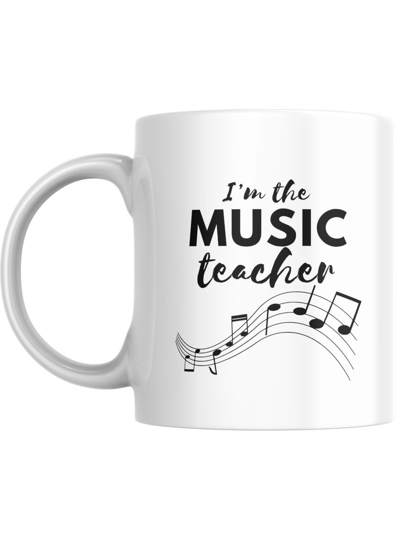 SiestaSafari Music Teacher Printed Ceramic Coffee Mug – Funny Teacher Appreciation Gift Cup for Music Lovers, School & Classroom Use, 11oz White Mug - Image 1